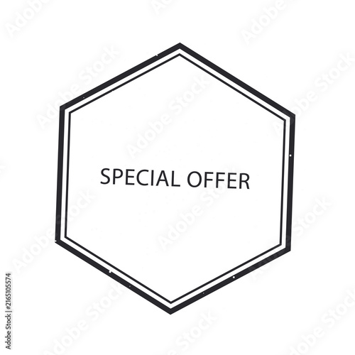 Black hexagonal special offer stamp isolated on transparent background