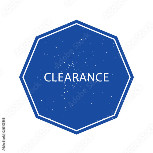 Blue clearance sign with distressed texture isolated on transparent background
