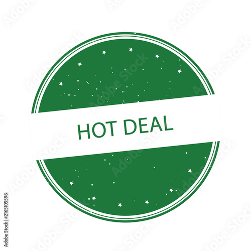 Green circular rubber stamp with hot deal text isolated on transparent background