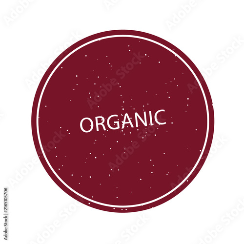 Round red organic product label isolated on transparent background