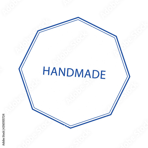 Blue neon handmade sign inside a geometric frame isolated on transparent background