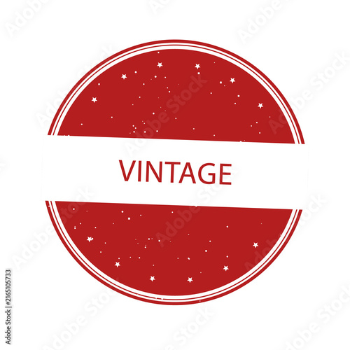 Red round rubber stamp with vintage text isolated on transparent background