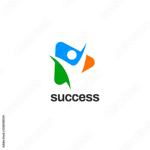 Colorful Success Mentoring People Business Logo Design Template