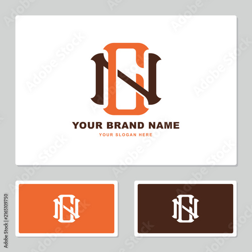 Interlocking letters N and C monogram logo design with vintage classic style for brand identity
