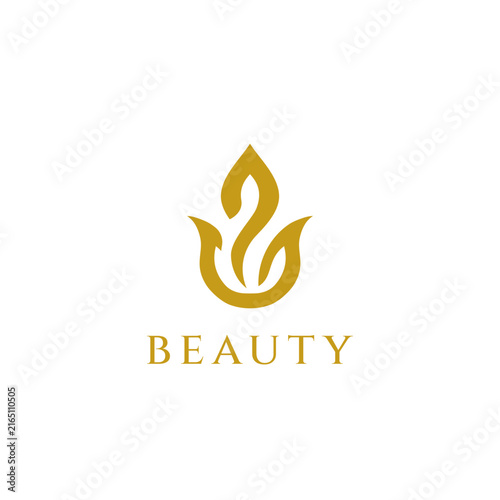 Abstract Simple Gold Luxury Ornamental Flower Shape Logo Sign Symbol Icon