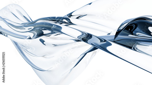 Foto Isolated smooth liquid waves with reflective blue specular highlights