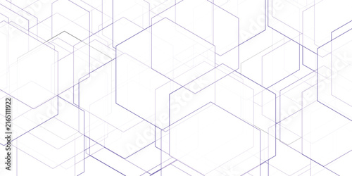 Overlapping Geometric Hexagon Outlines on a White Background with a Subtle Purple Hue abstract pattern
