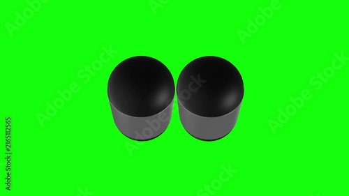 plastic bolt and nut protective caps 3D animated on green screen background.