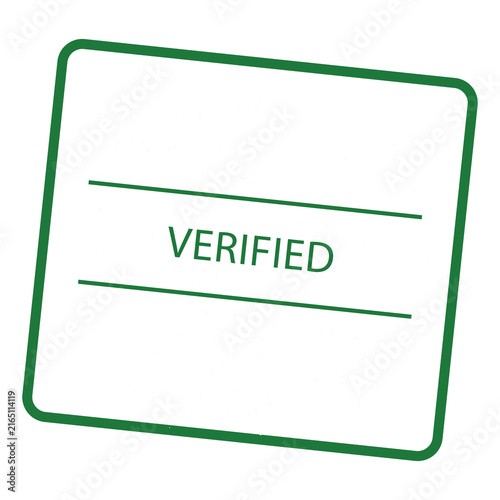Green rubber stamp with verified text isolated on transparent background