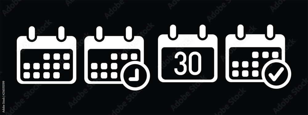 Fototapeta premium Set of calendar day planner event schedule icons and date markers with calendar schedule organizer appointment business interface productivity management planning template Set of calendar day planner