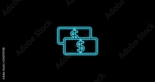 Animated dollar bills growing in a digital financial growth concept with a clean dark background