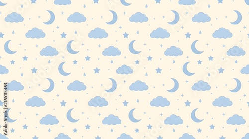 Minimalist nursery pattern with moon and stars