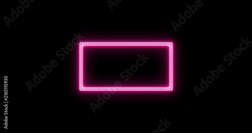 Neon pink rectangles appear and disappear on a black background with cinematic motion