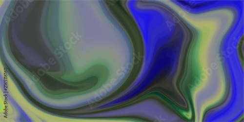 Vibrant Swirling Abstract Liquid Paint Effect in Blue Green and Yellow Hues marble