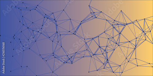 Network Connections Abstract Background With Blue Purple And Yellow Gradient technology science