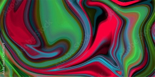 Vibrant Swirling Marbling Effect with Magenta Green and Teal Colors Creating a Fluid Abstract Pattern