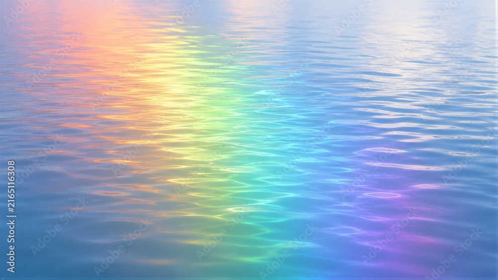 Fototapeta premium Water surface reflecting rainbow colors at calm ripples