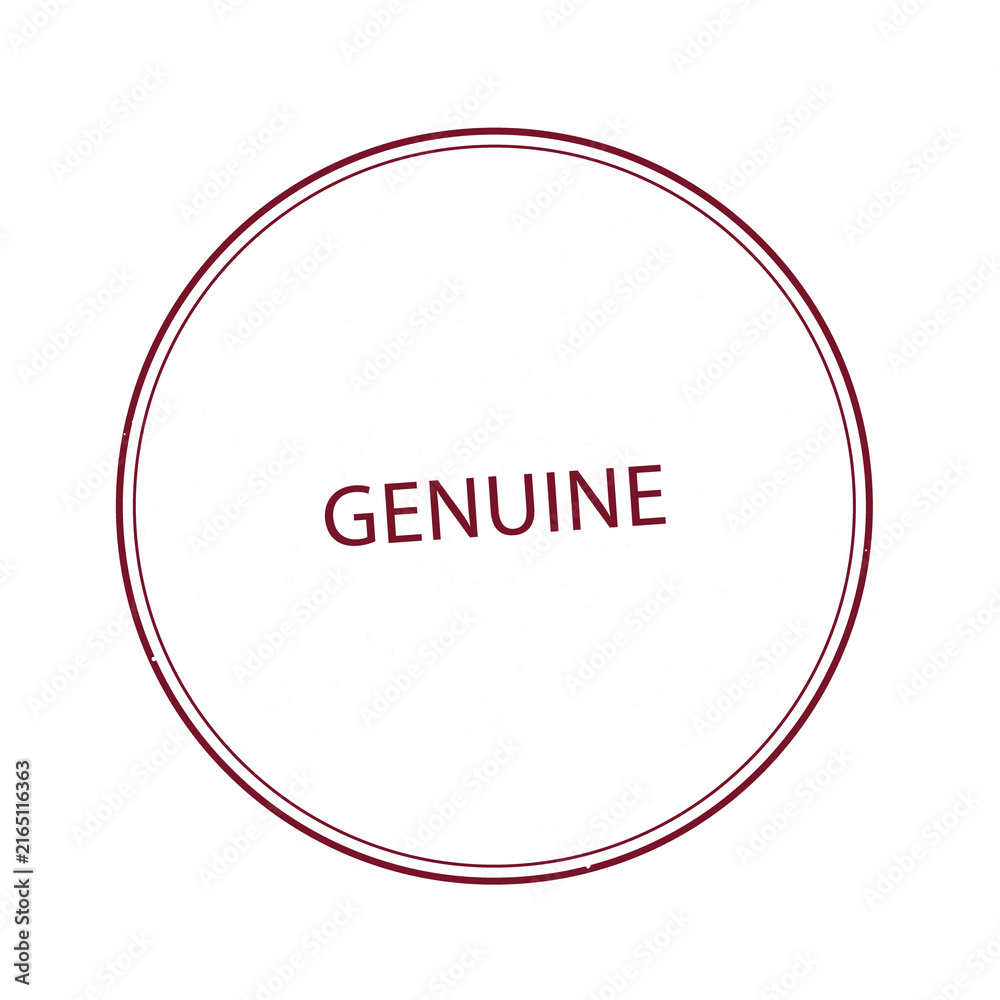 Fototapeta premium Red circular stamp with genuine text isolated on transparent background