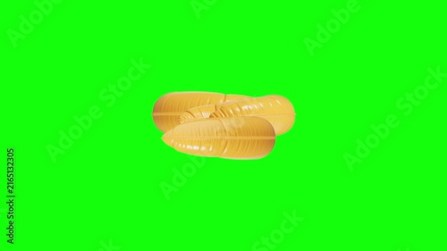 durian flesh 3D animated on green screen background.