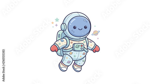 Cute Astronaut Character Vector Illustration