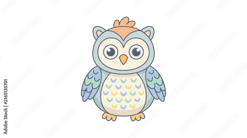 Fototapeta premium Cute Pastel Owl Vector Illustration