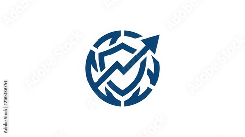 Blue shield icon with upward arrow representing financial security and business growth