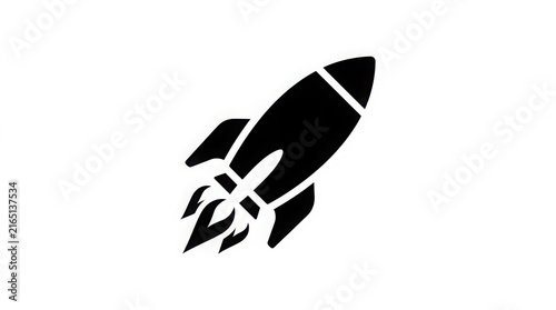 Black rocket icon silhouette representing startup launch and business growth concept