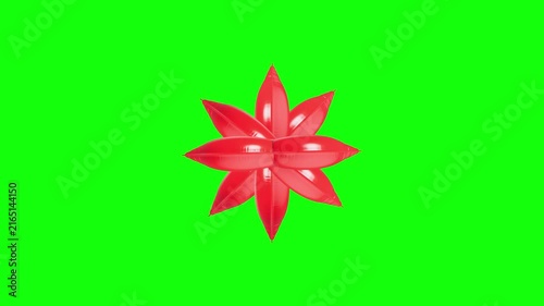 symmetrical  star-shaped or multi-petaled floral 3D animated on green screen
