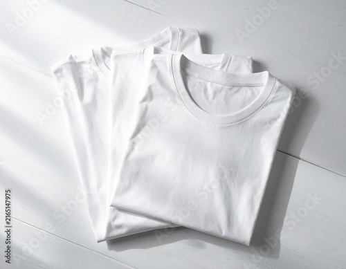Stack of Blank White Folded T-Shirts Mockup