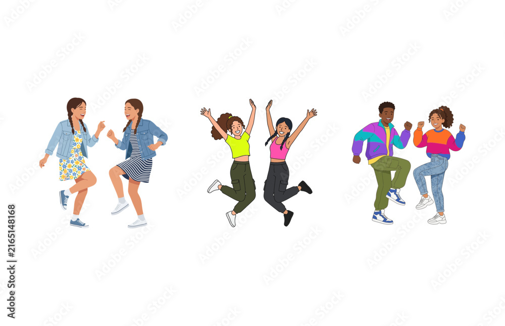 Obraz premium Diverse Groups of Young People Enjoying Energetic Dance and Celebration Moments