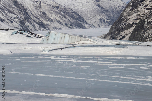 Frozen lake on winter day in Alaska