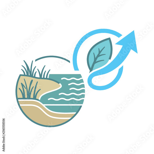 Dynamic Flat Vector Illustration of Water Cycle and Leaf