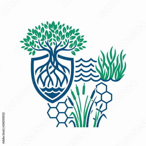 Eco Environmental Shield Illustration for Sustainable Water Management