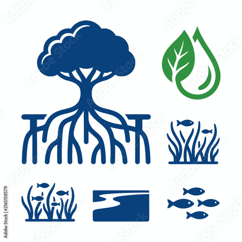 Eco friendly Water and Plant Icons for Sustainability