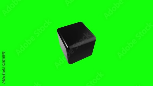 dark metallic 3D cube rendered 3D animated on green screen background