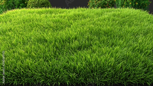 Lush green lawn with soft lighting against a dark background a verdant natural texture for landscape design