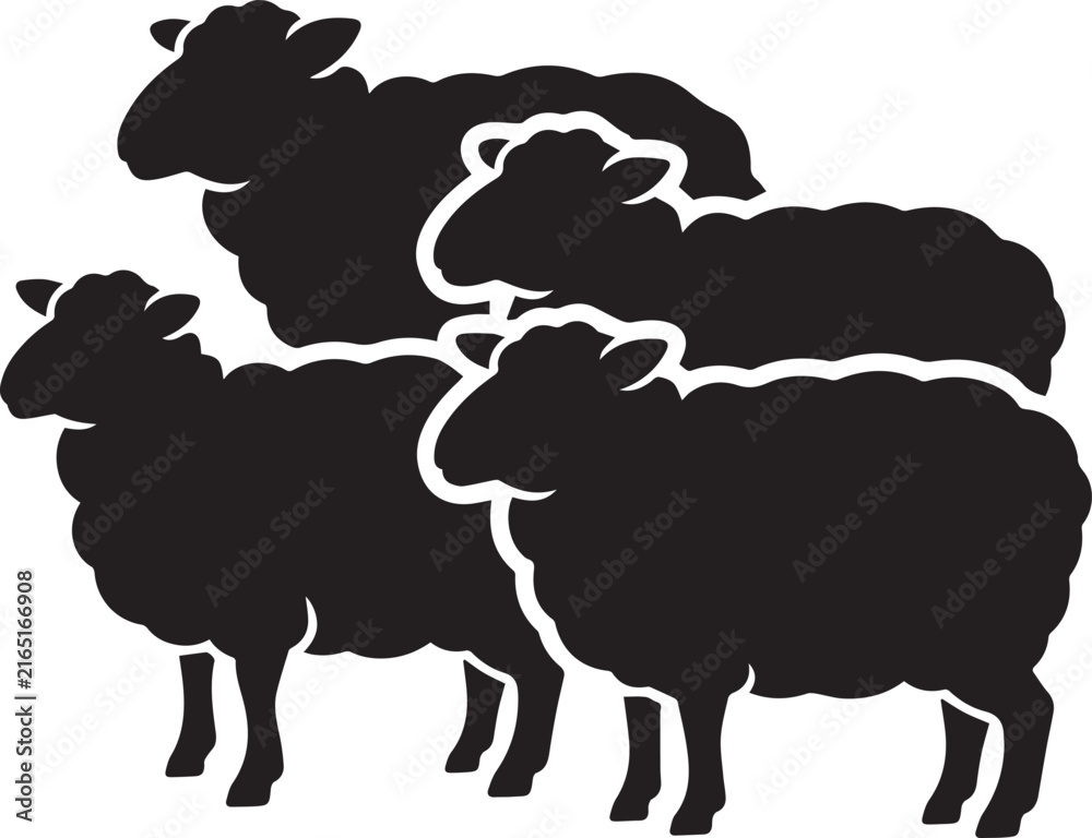 Fototapeta premium Black Sheep Silhouette Collection, Farm Animal Vector Set
