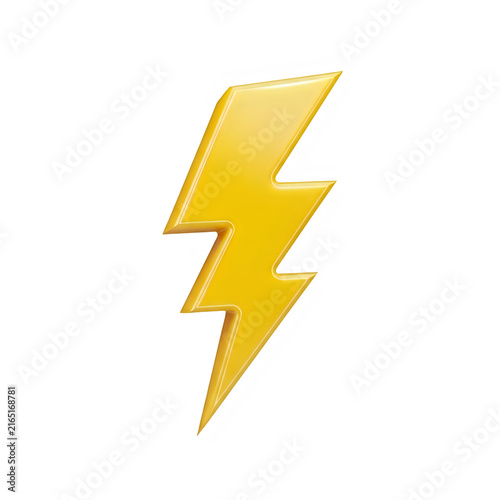 Yellow lightning bolt symbol isolated on a plain white background