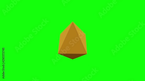 asymmetric or stretched bipyramid 3D animated on green screen background