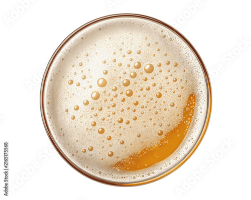 Top view of beer foam isolated on transparent background
