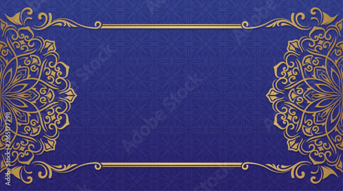 Carved border and gold mandala on a red background