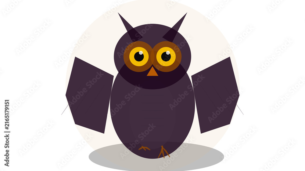 Fototapeta premium Halloween-themed cartoon owl with glowing eyes and spooky design, isolated on transparent background