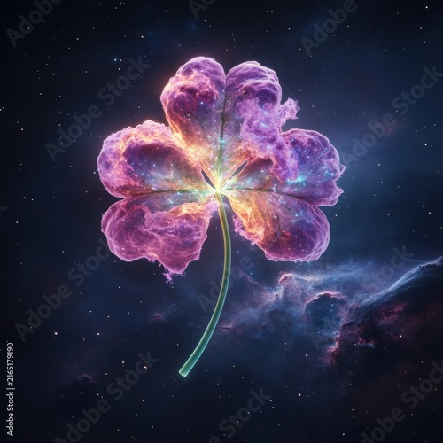 Cosmic Four-Leaf Clover: A Stunning Representation of Luck and Nature in Space