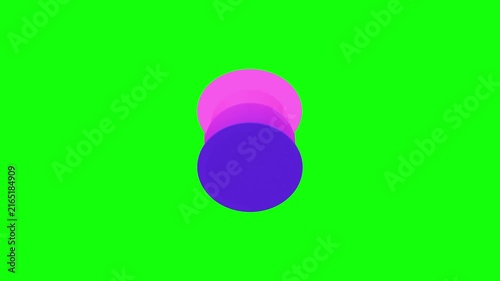 three vertically overlapping translucent circles 3D animated on green screen background.