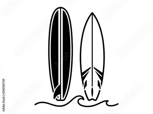Photography Two surfboard icons with wave design in simple black and white vector style