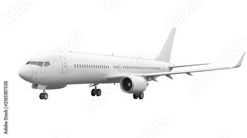 Modern passenger jetliner isolated with jetliner landing gear jet engine on transparent background