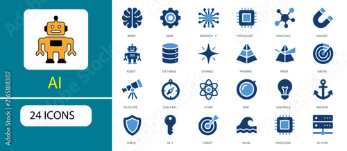 Artificial Intelligence and Technology Vector Icon Set.ai