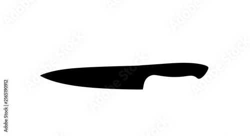 Canvas Print Black kitchen knife with ergonomic handle with preparation cutlery cooking utens
