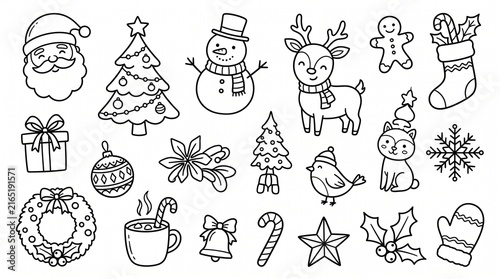 Holiday themed Vector Icons Set for Festive Illustrations