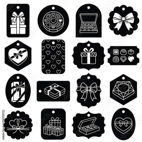 Set of Black Vector Icons for Web Design, Internet, Computer, Automotive, Gear, Flower, Wheel and Decorative Symbols Collection